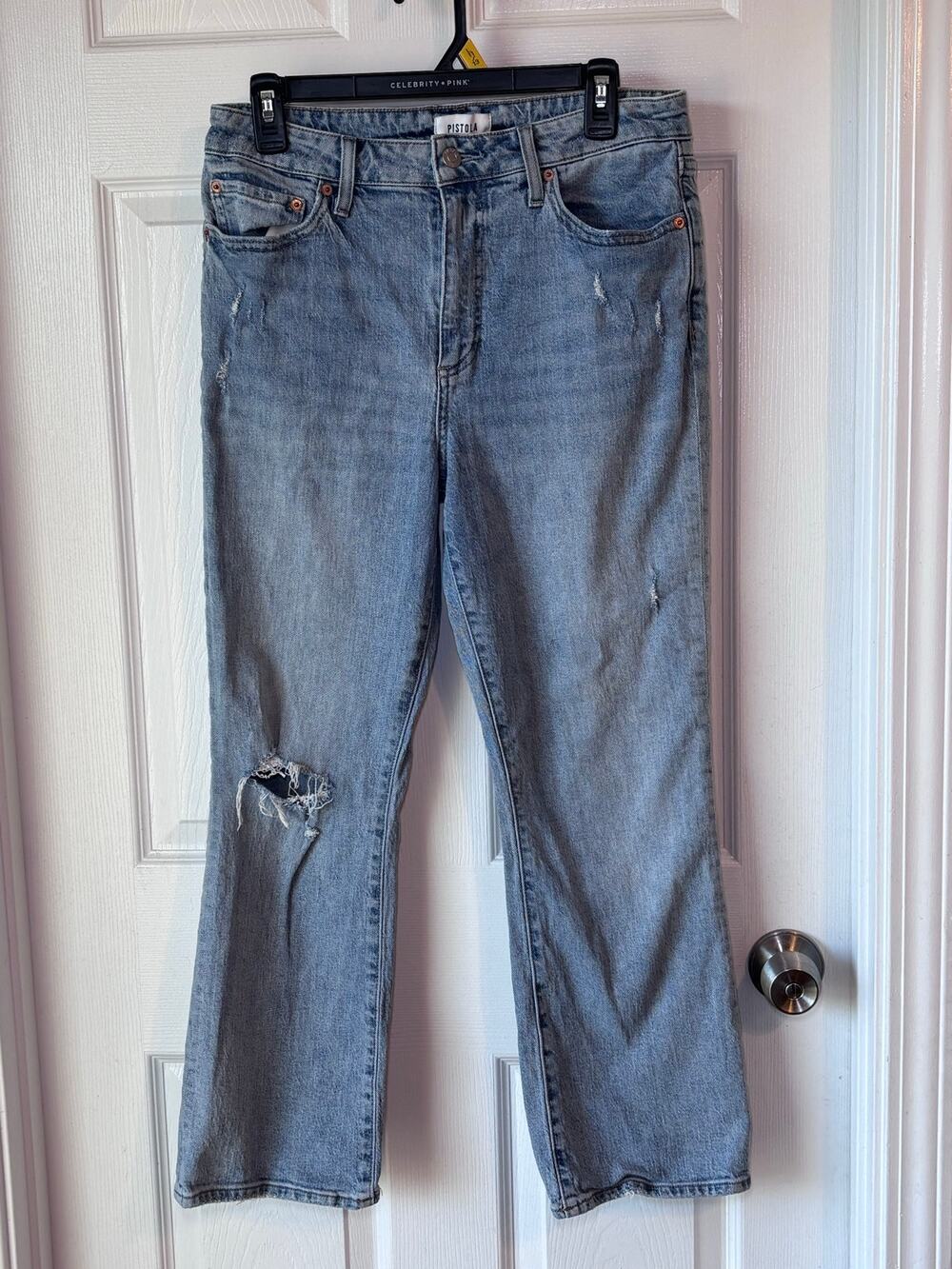 Pistola Women’s Size 30 Distressed Light Wash Straight Leg Jeans
